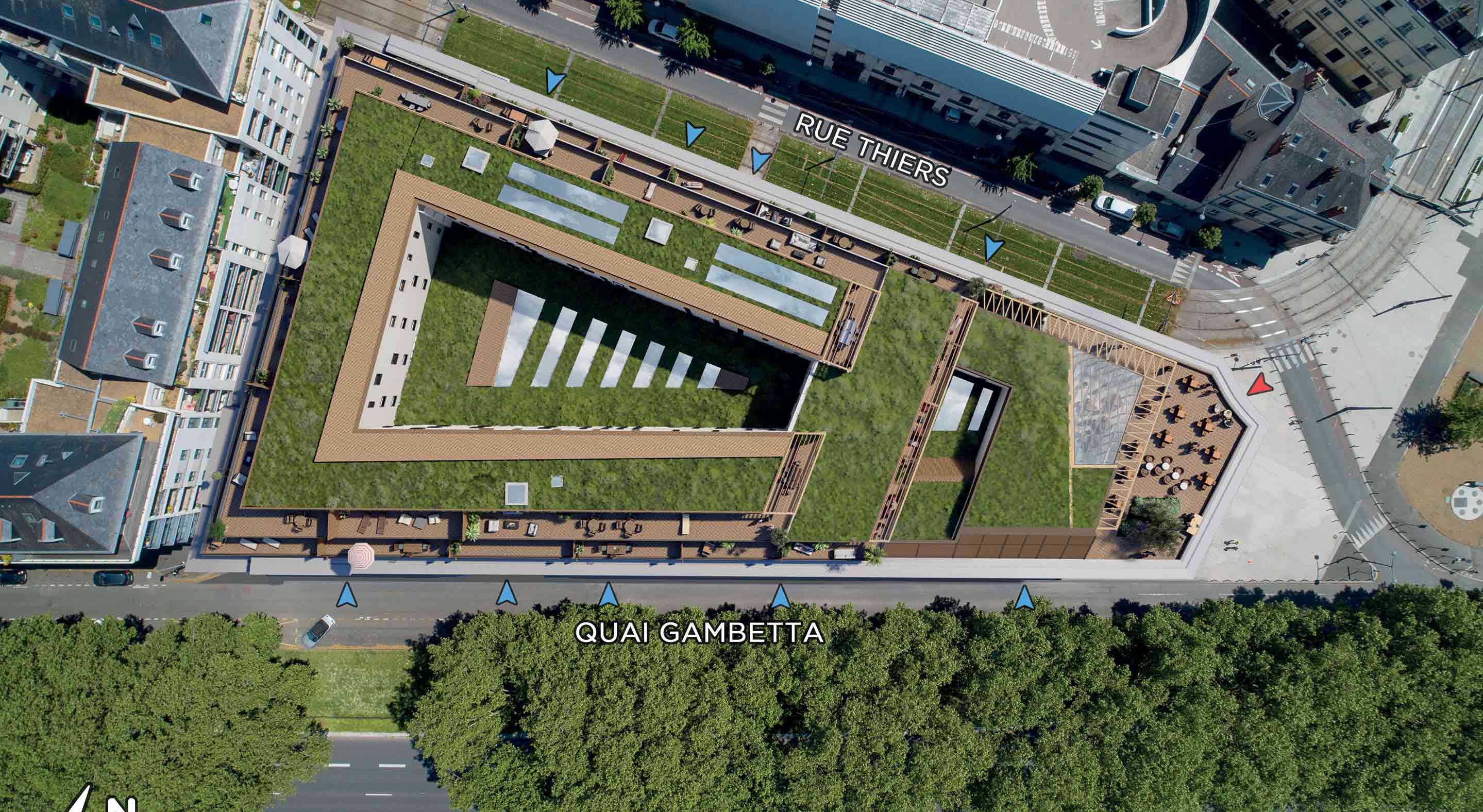 Vue drone du toit v&eacute;g&eacute;talis&eacute;